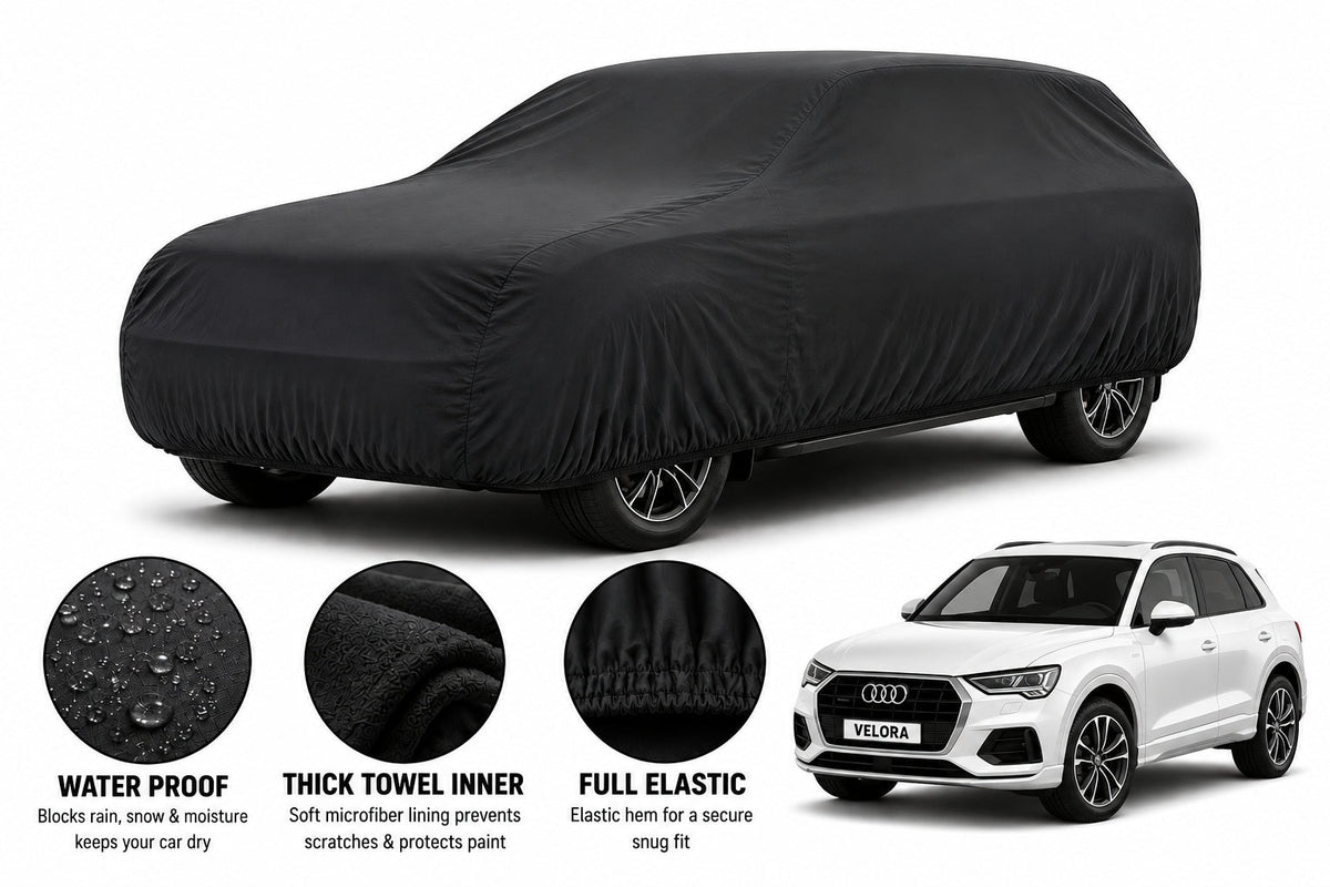 Audi Q3 car cover in Black — Veloura waterproof microfiber