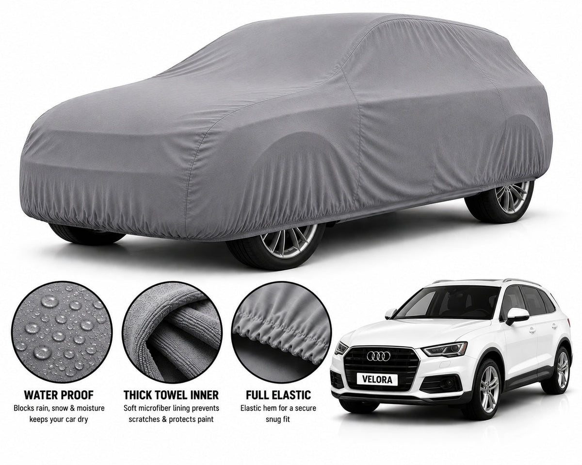 Audi Q3 car cover in Grey — Veloura waterproof microfiber