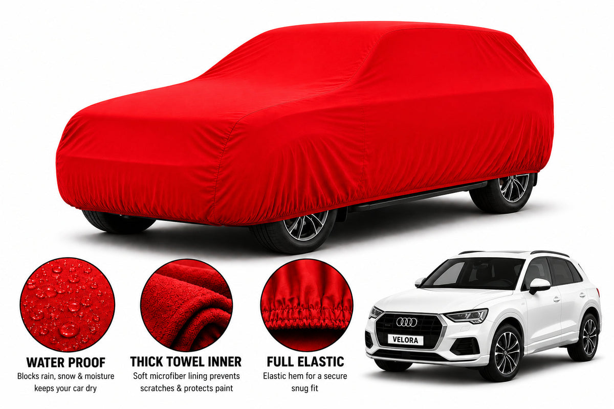 Audi Q3 car cover in Red — Veloura waterproof microfiber
