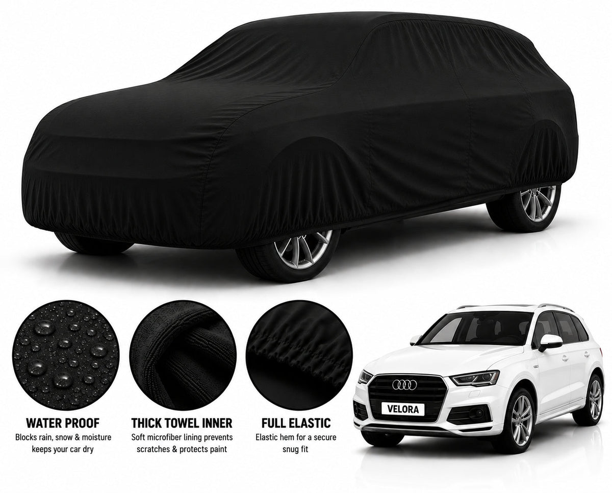 Audi Q5 car cover in Black — Veloura waterproof microfiber