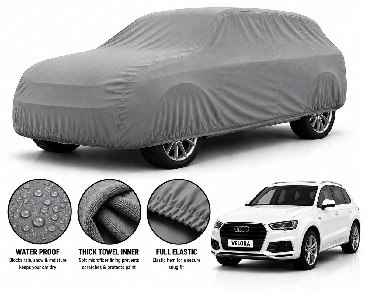 Audi Q5 car cover in Grey — Veloura waterproof microfiber