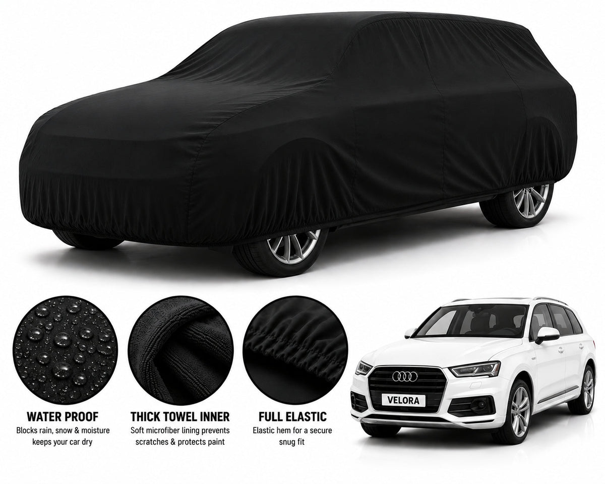 Audi Q7 car cover in Black — Veloura waterproof microfiber
