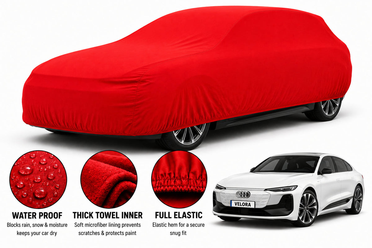 Audi e-Tron car cover in Red — Veloura waterproof microfiber
