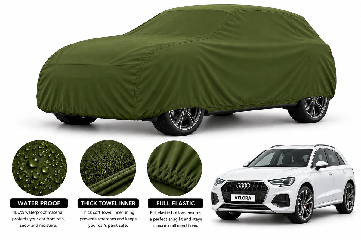 Audi Q3 car cover in Green — Veloura waterproof microfiber