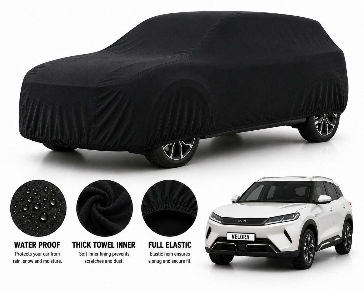BYD Atto 3 car cover in Black — Veloura waterproof microfiber