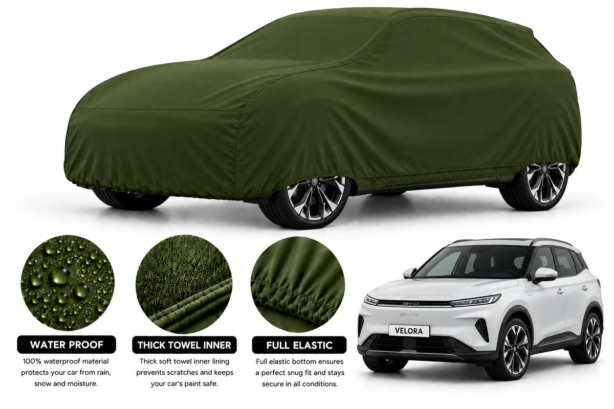 BYD Atto 2 car cover in Green — Veloura waterproof microfiber