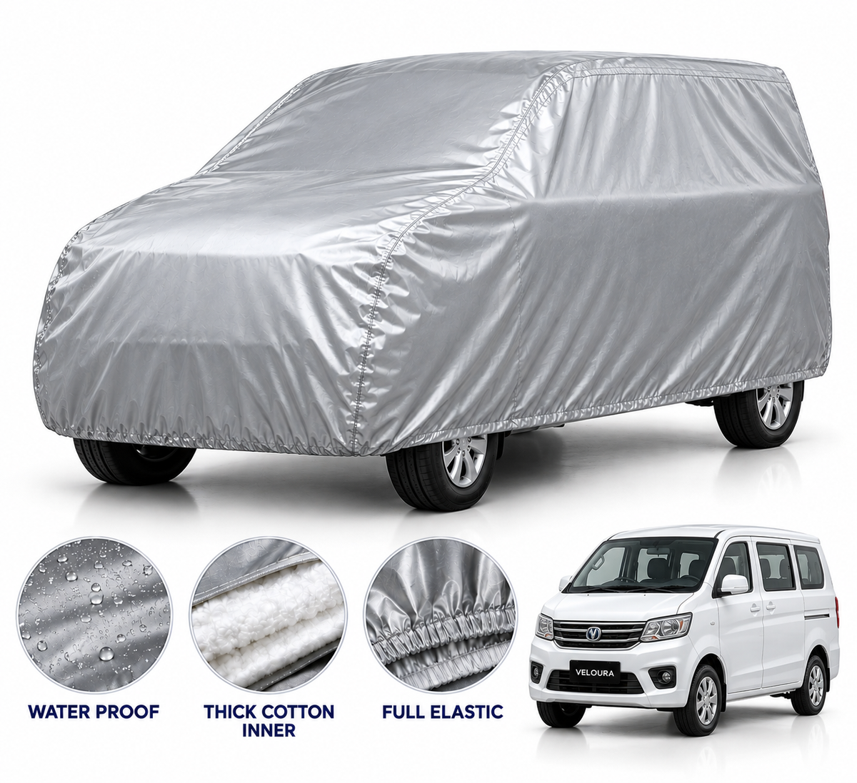 Changan Karvaan car cover in Silver — Veloura waterproof PVC cotton