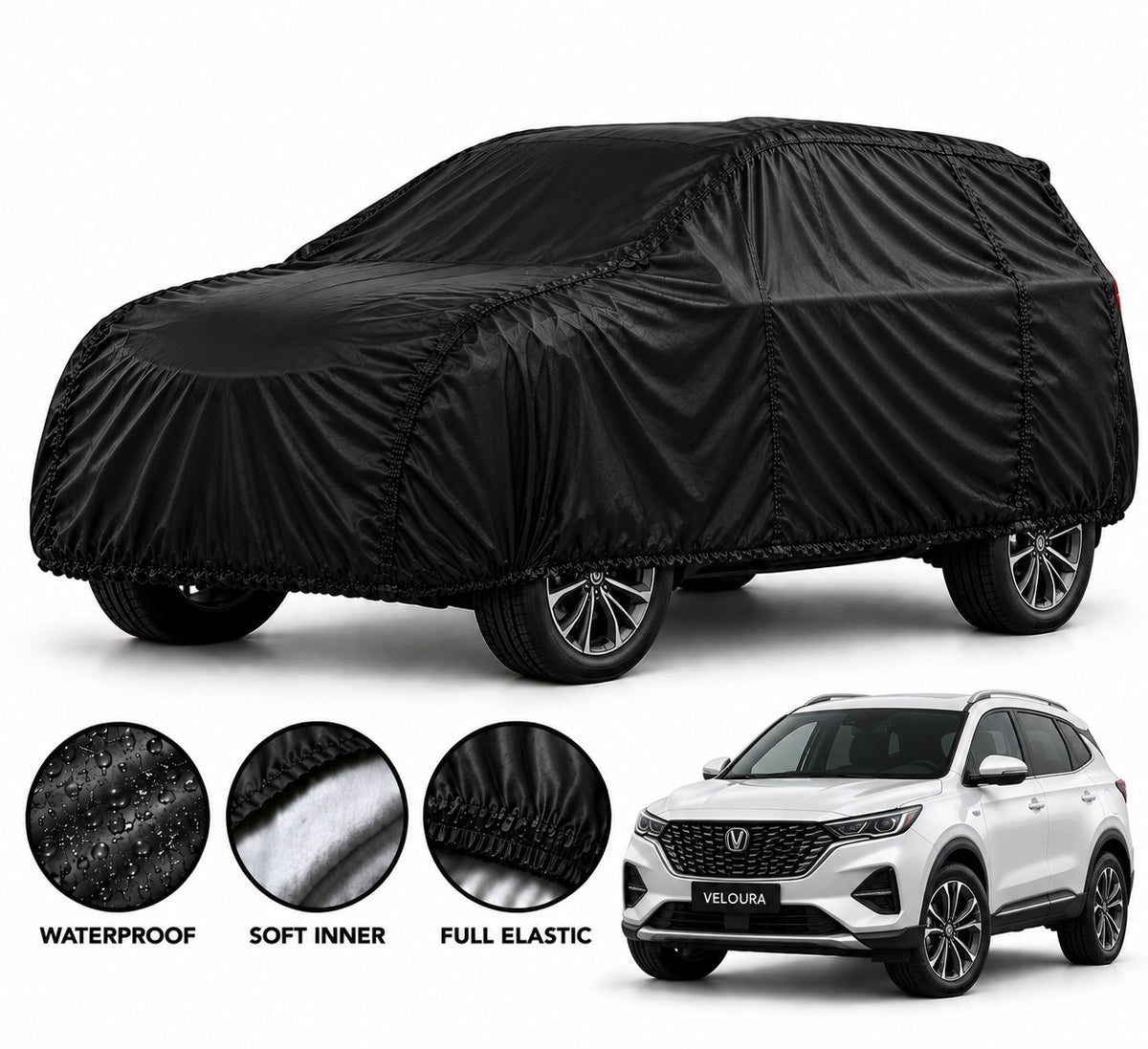 Changan Oshan X7 car cover in Black — Veloura waterproof parachute