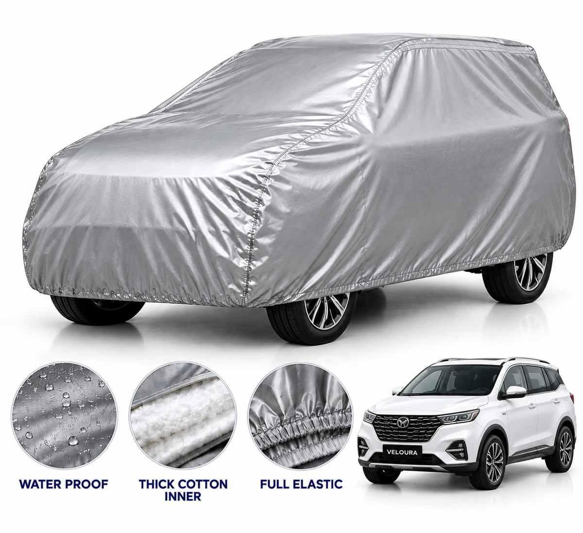 Changan Oshan X7 car cover in Silver — Veloura waterproof PVC cotton