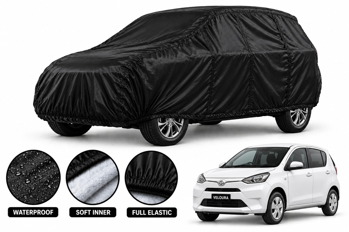 Daihatsu Mira car cover in Black — Veloura waterproof parachute