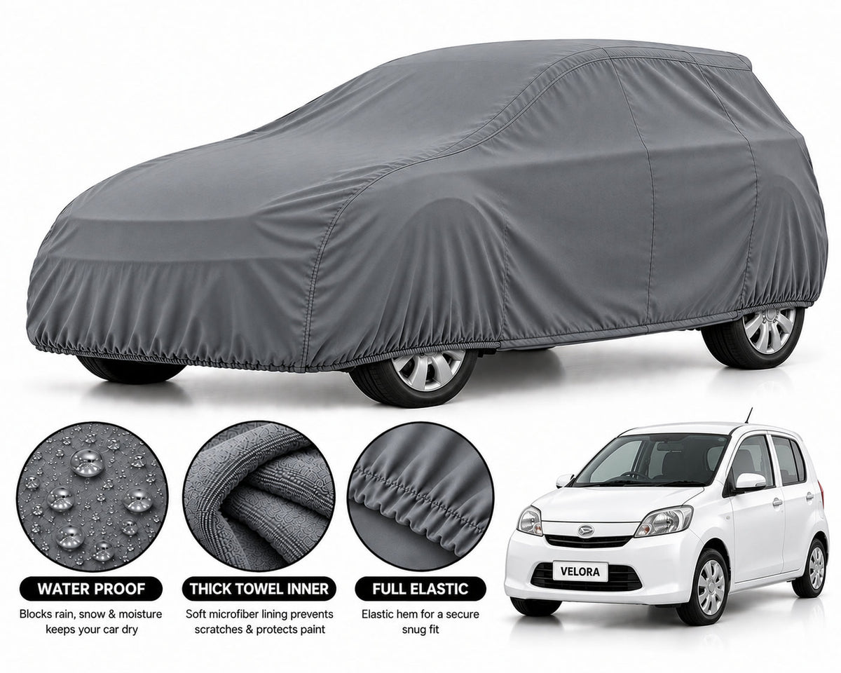 Daihatsu Coure car cover in Grey — Veloura waterproof microfiber