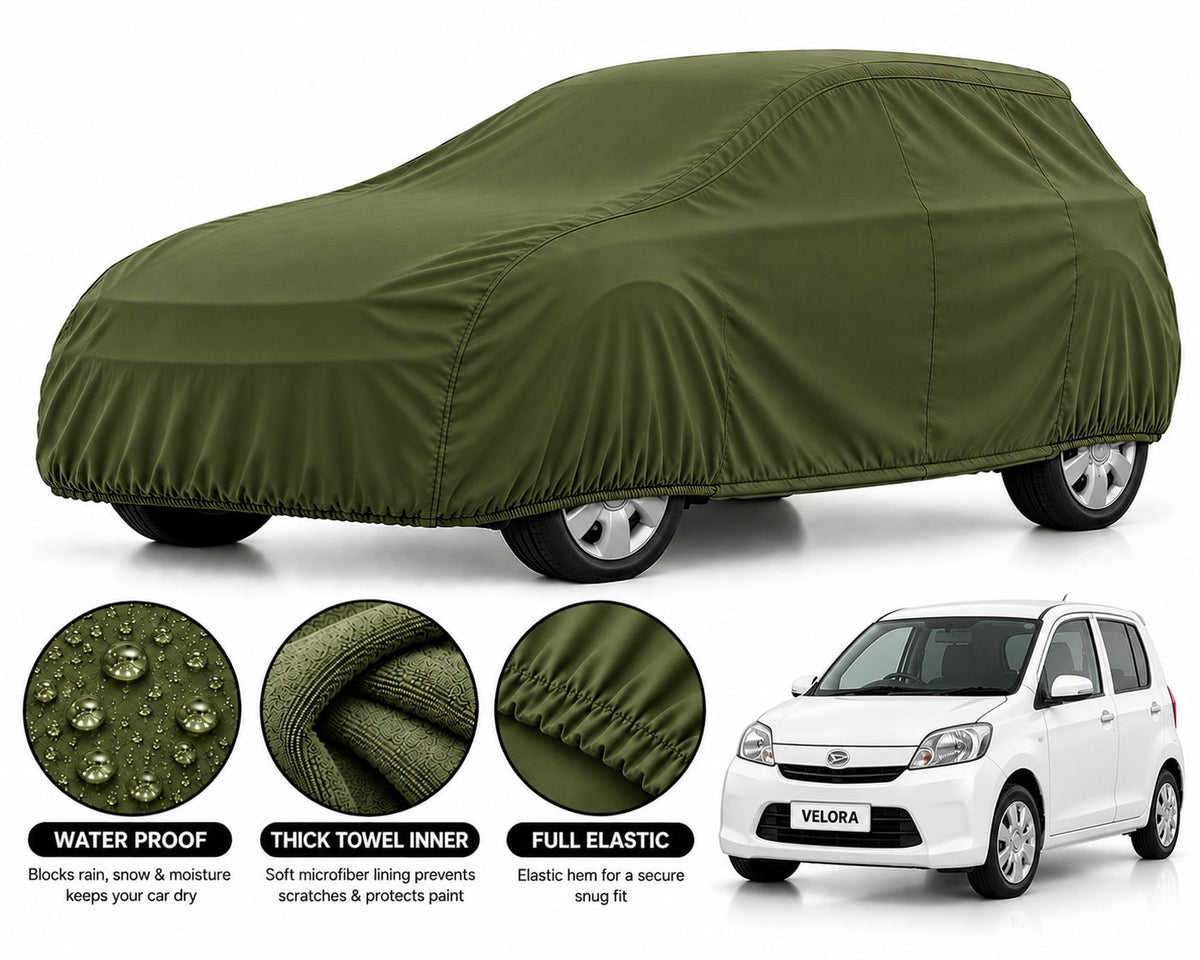 Daihatsu Coure car cover in Green — Veloura waterproof microfiber