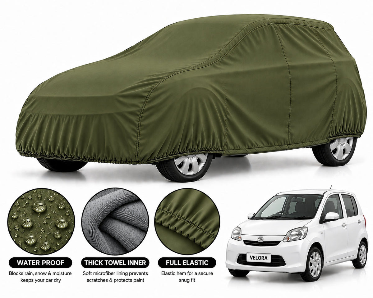 Daihatsu Mira car cover in Green — Veloura waterproof microfiber