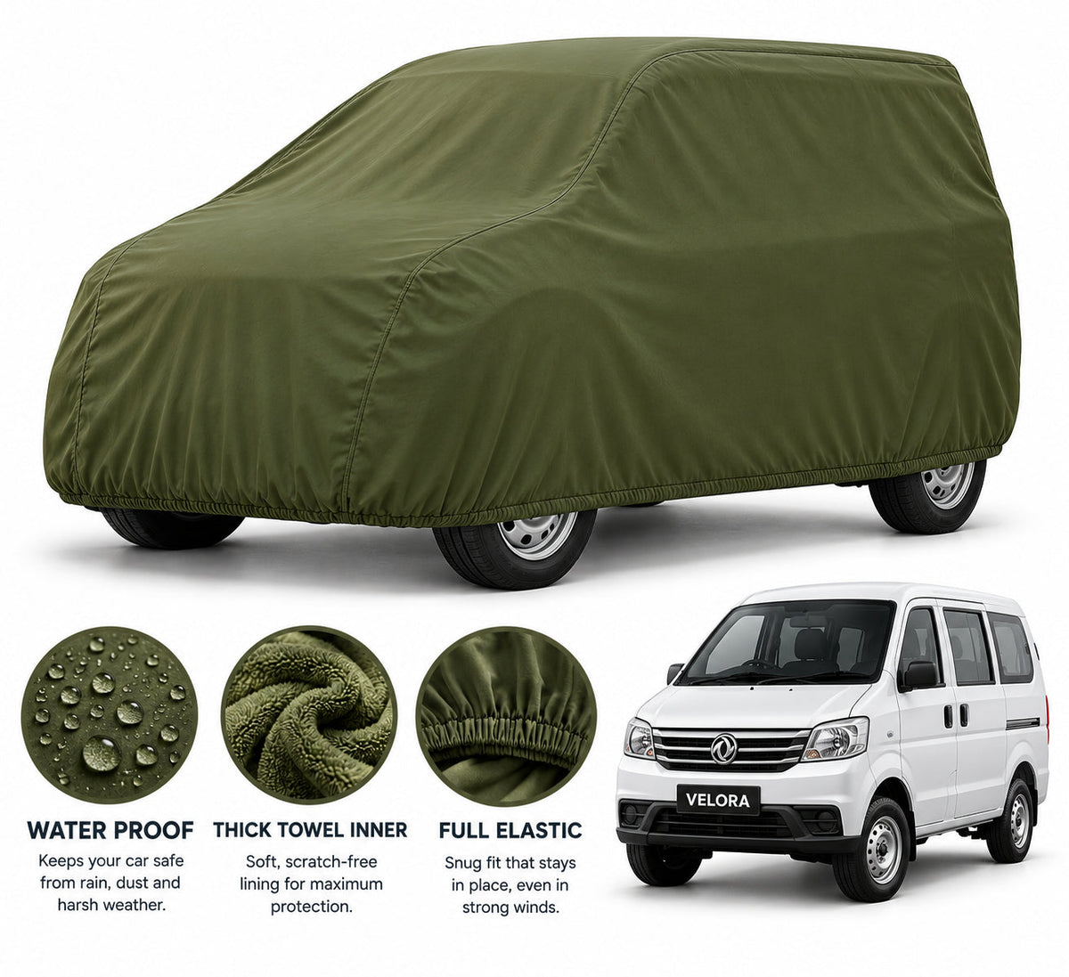 DFSK K01 car cover in Green — Veloura waterproof microfiber