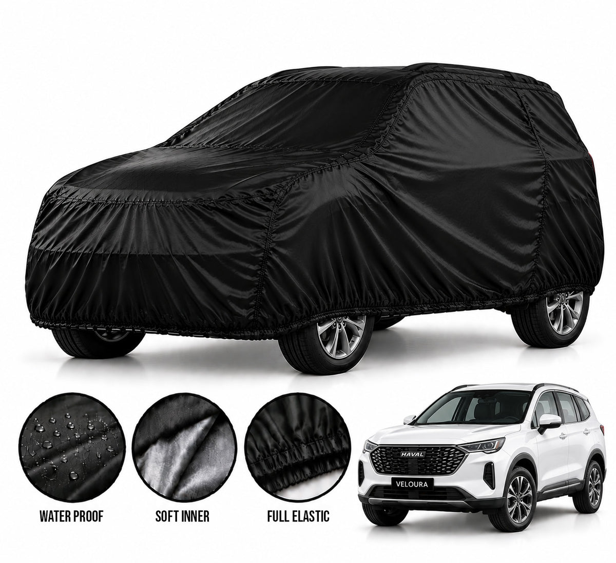 Haval Jolion car cover in Black — Veloura waterproof parachute