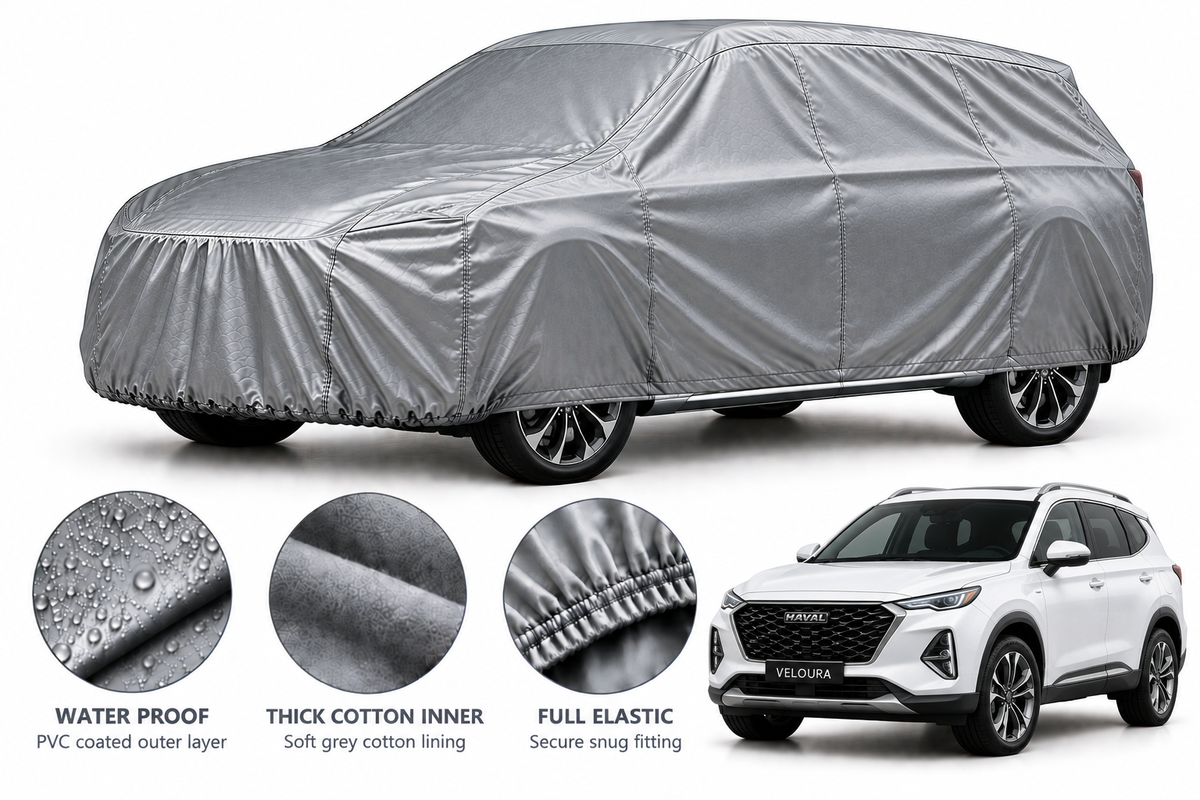 Haval Jolion car cover in Silver — Veloura waterproof PVC cotton