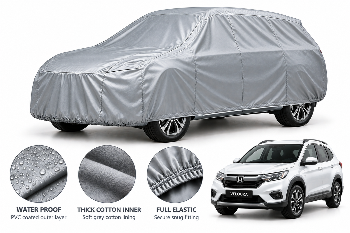 Honda BRV car cover in Silver — Veloura waterproof PVC cotton