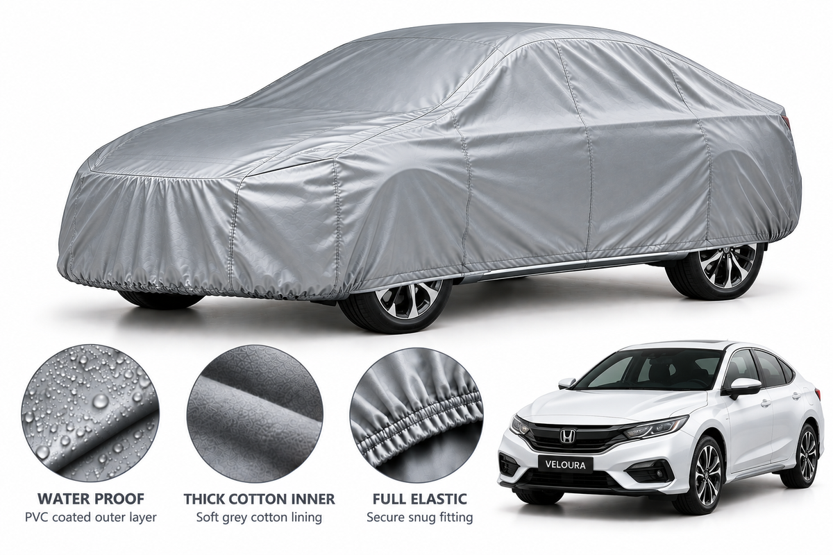 Honda Civic car cover in Silver — Veloura waterproof PVC cotton