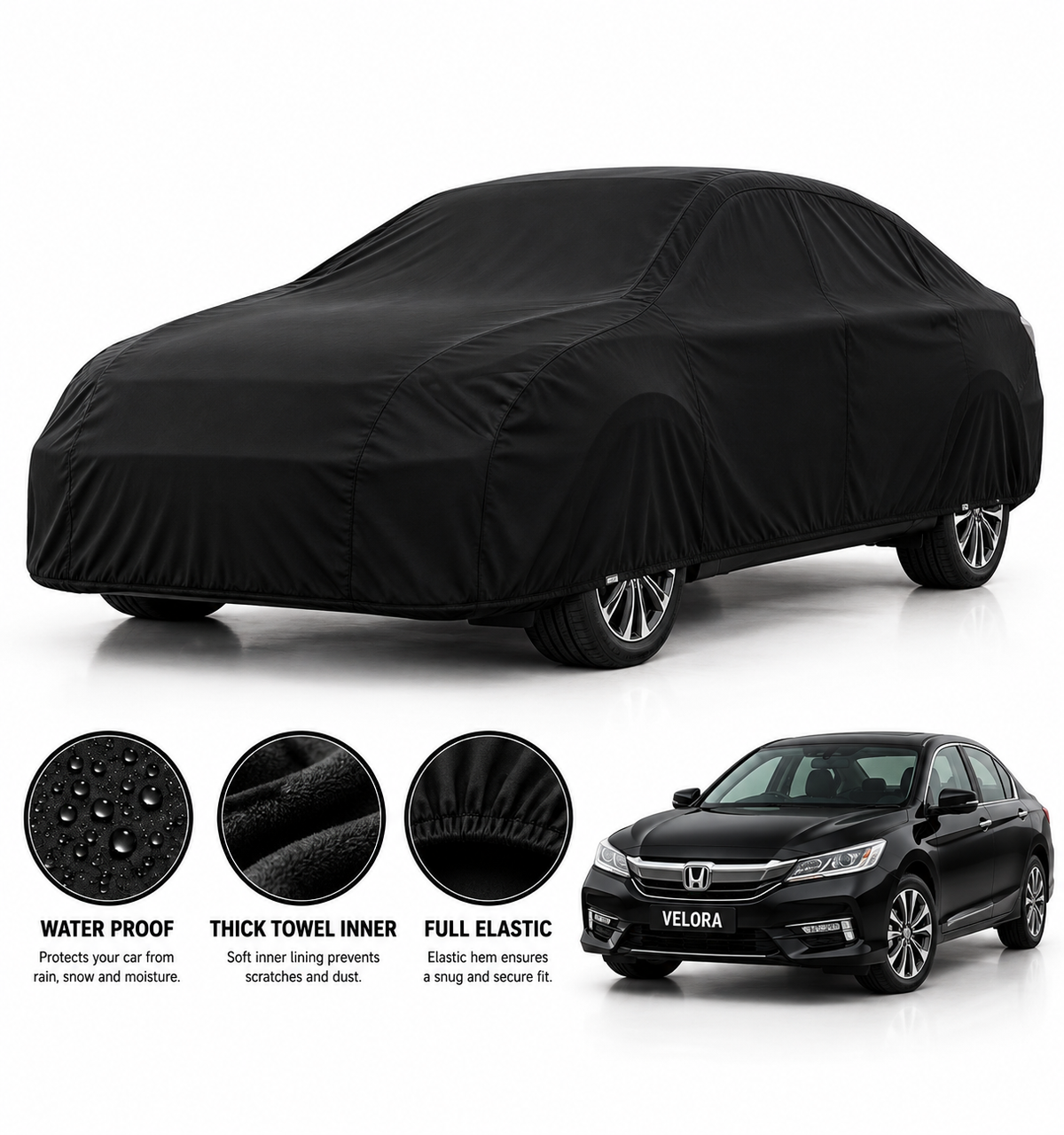 Honda Grande car cover in Black — Veloura waterproof microfiber