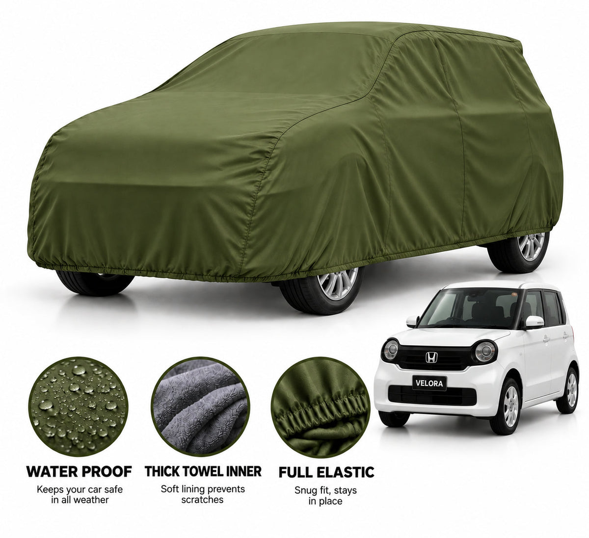 Honda N-One car cover in Green — Veloura waterproof microfiber