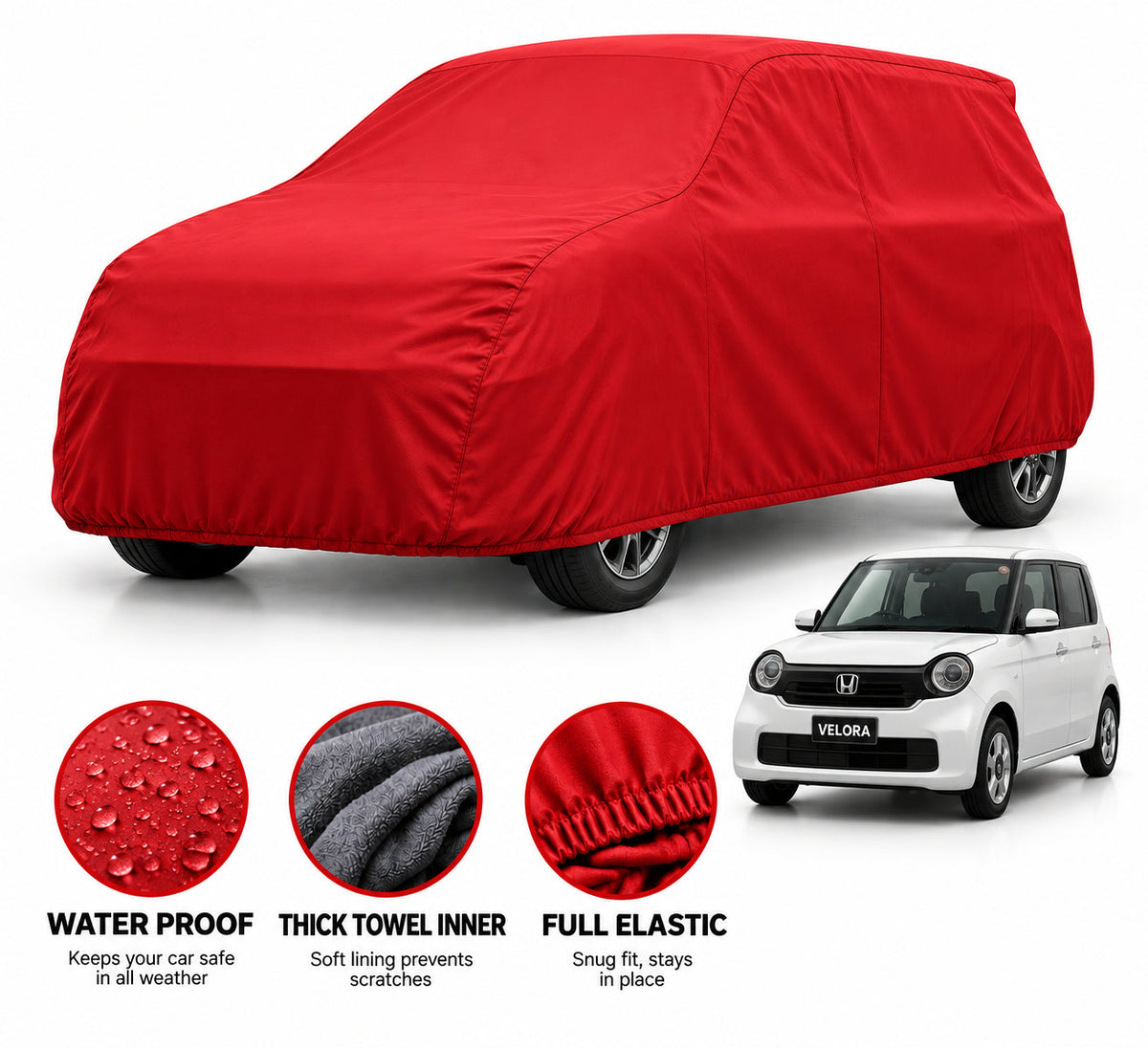 Honda N-One car cover in Red — Veloura waterproof microfiber