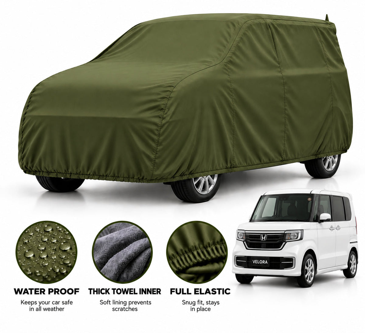 Honda N-One Wagon car cover in Green — Veloura waterproof microfiber