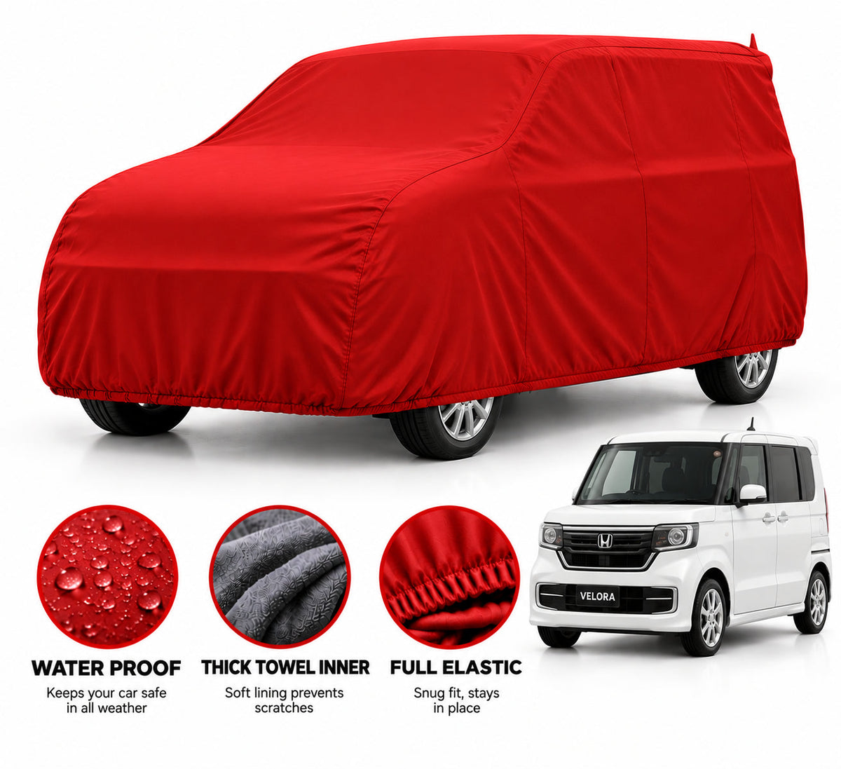 Honda N-One Wagon car cover in Red — Veloura waterproof microfiber