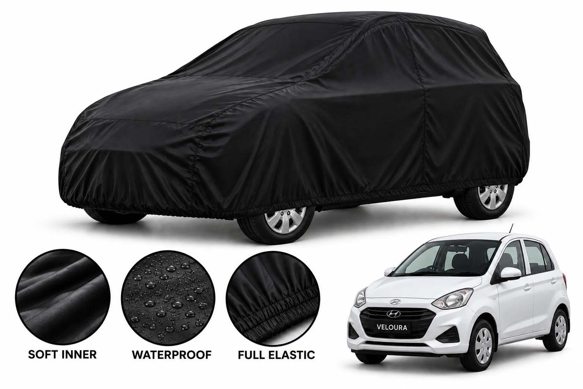Hyundai Santro car cover in Black — Veloura waterproof parachute