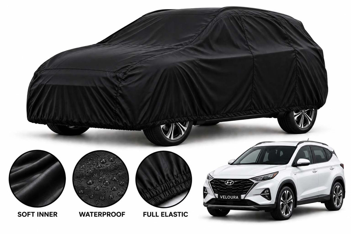 Hyundai Tucson car cover in Black — Veloura waterproof parachute