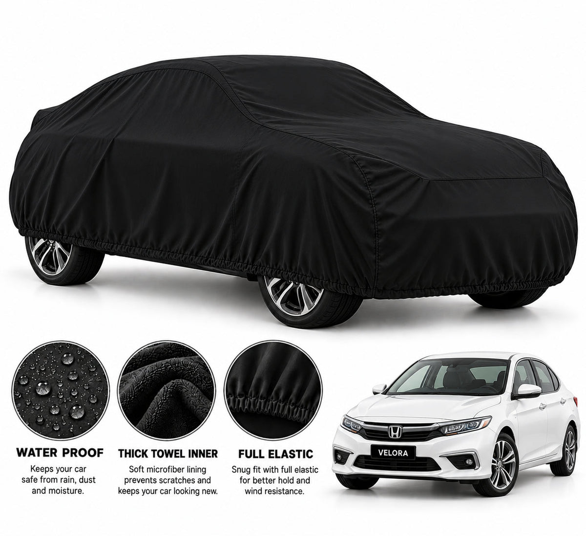Honda Atlas car cover in Black — Veloura waterproof microfiber