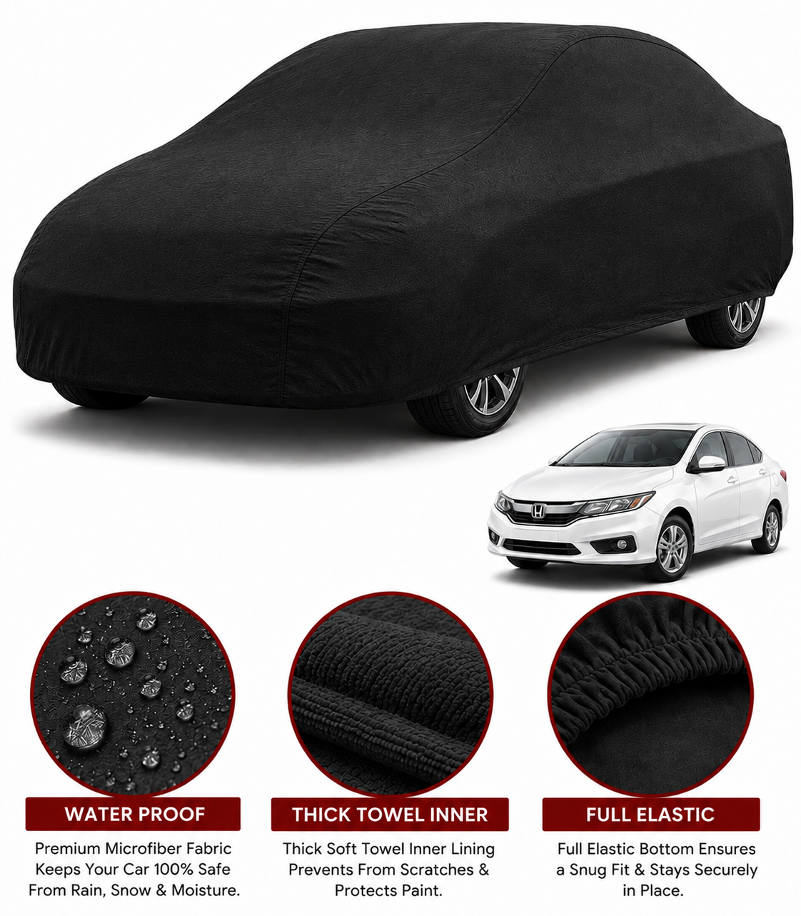 Honda City Microfiber Anti Scratch & Anti Swirls Water Resistant Top Cover | Model 2002 - 2008