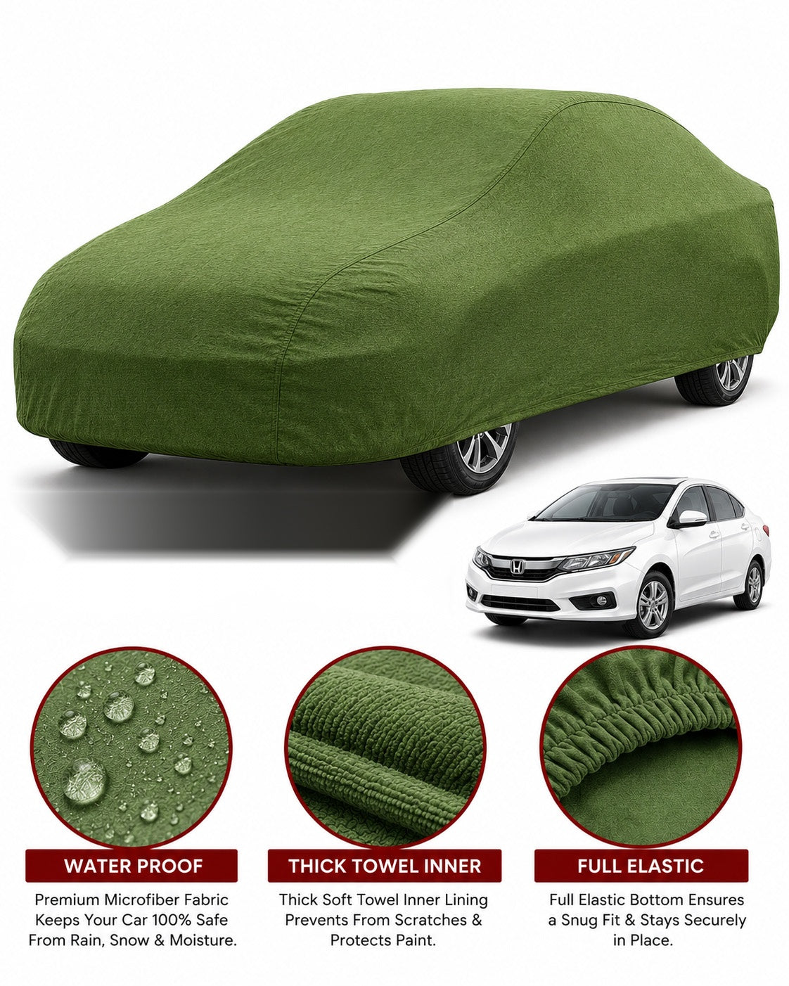 Honda City Microfiber Anti Scratch & Anti Swirls Water Resistant Top Cover | Model 2002 - 2008