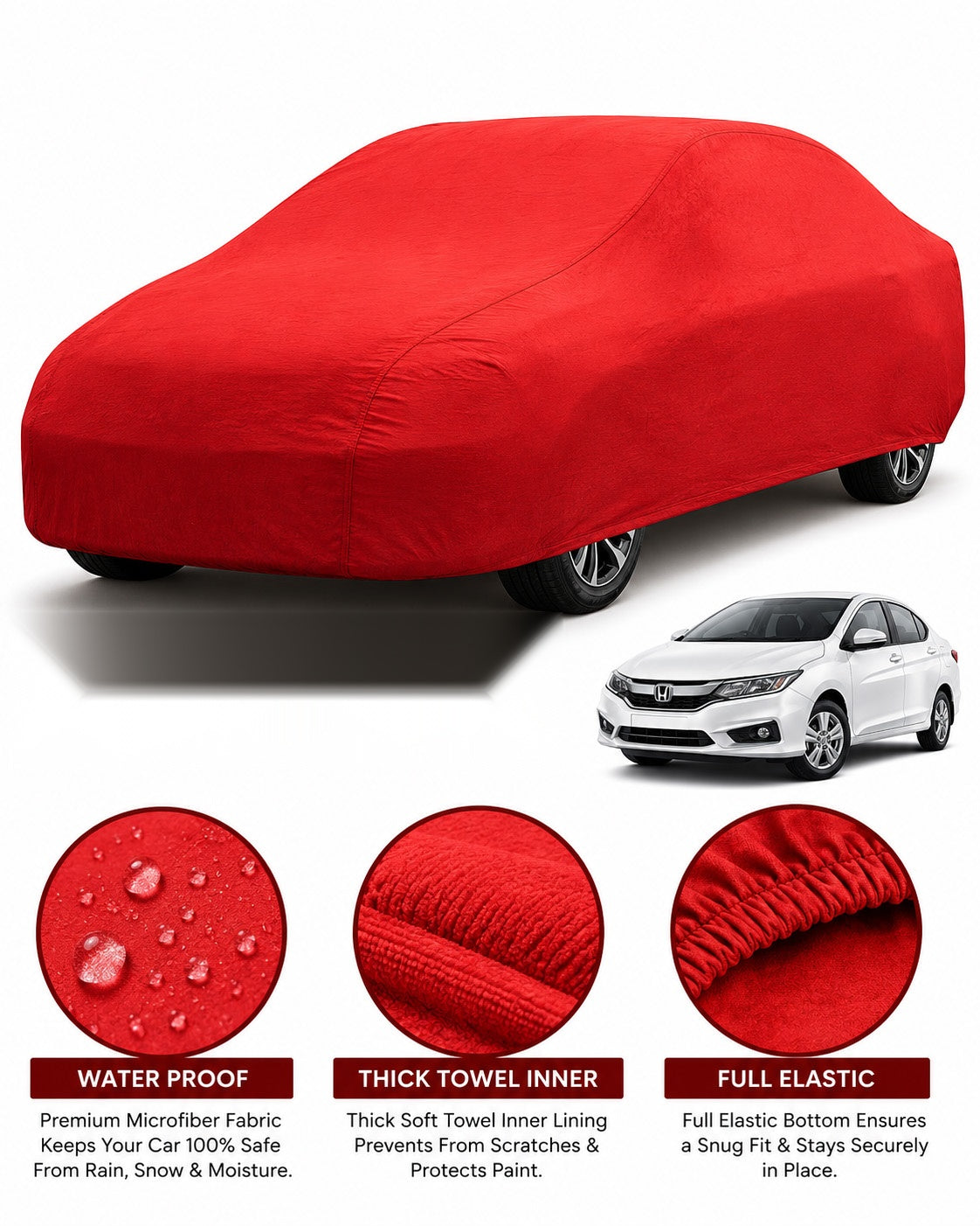 Honda City Microfiber Anti Scratch & Anti Swirls Water Resistant Top Cover | Model 2002 - 2008
