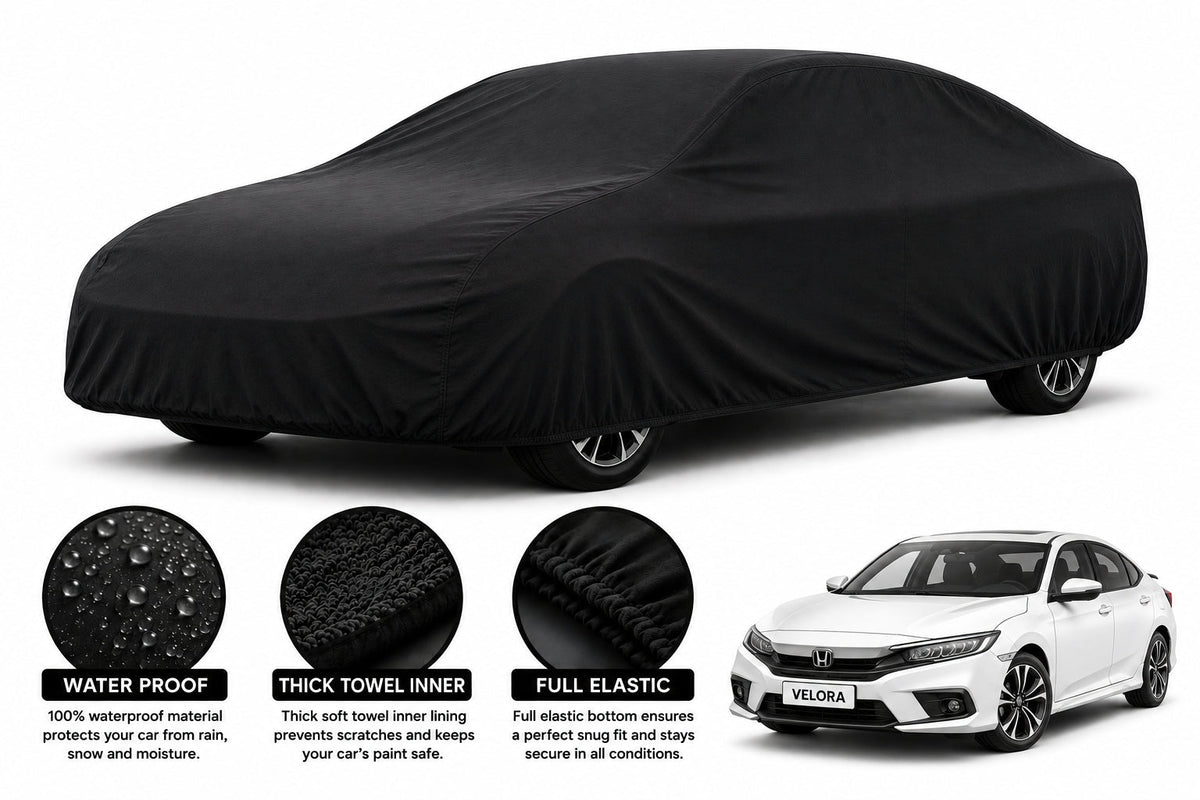 Honda Civic car cover in Black — Veloura waterproof microfiber