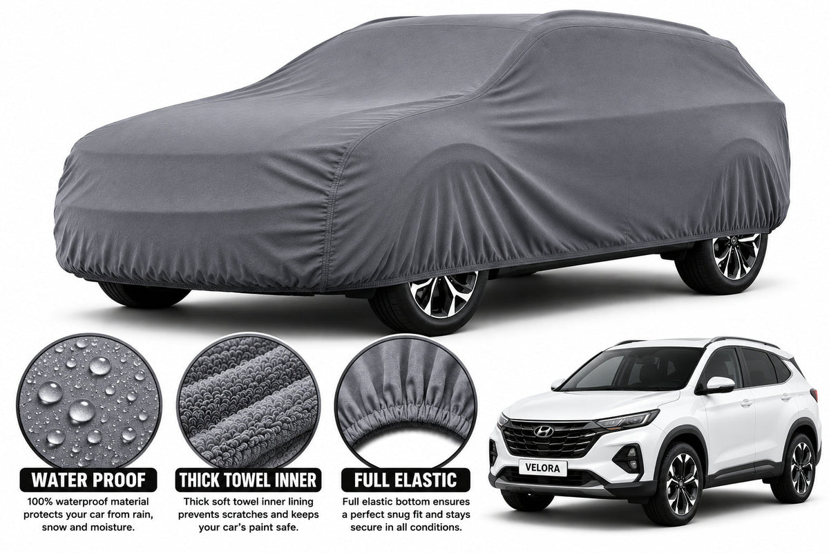 Hyundai Tucson car cover in Grey — Veloura waterproof microfiber