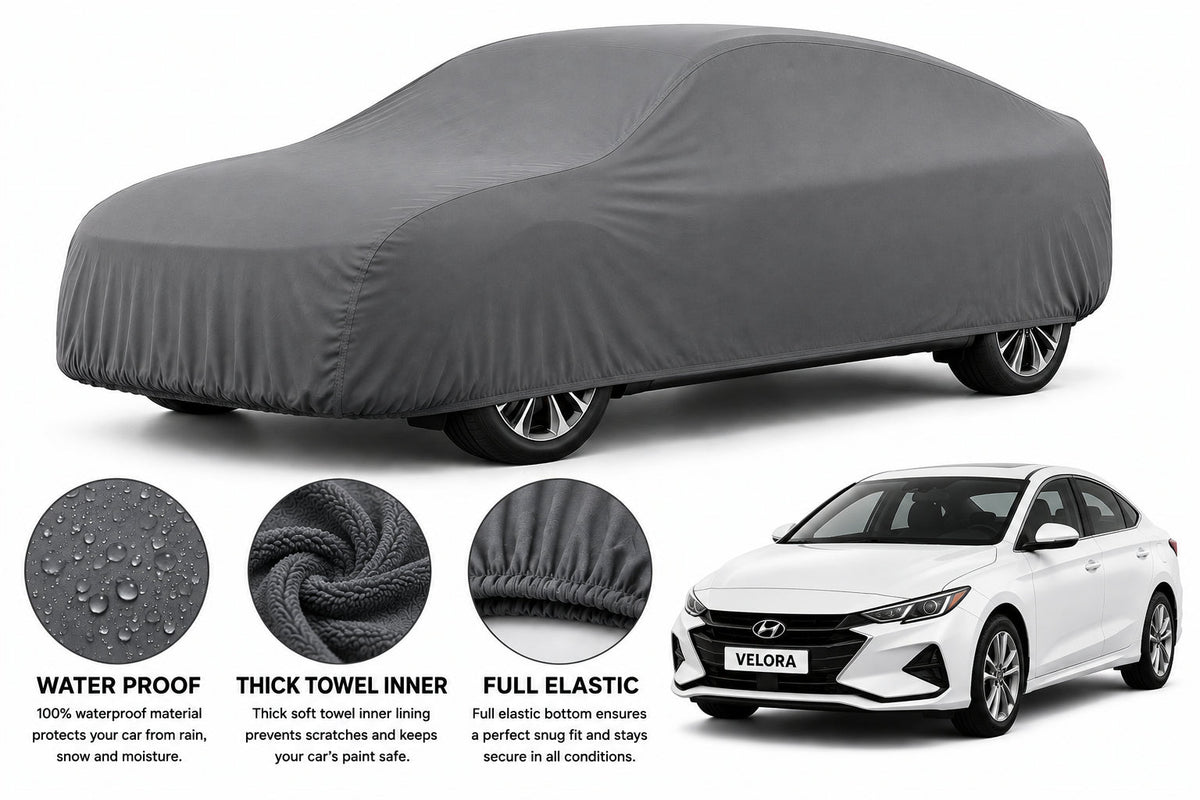Hyundai Elantra car cover in Grey — Veloura waterproof microfiber