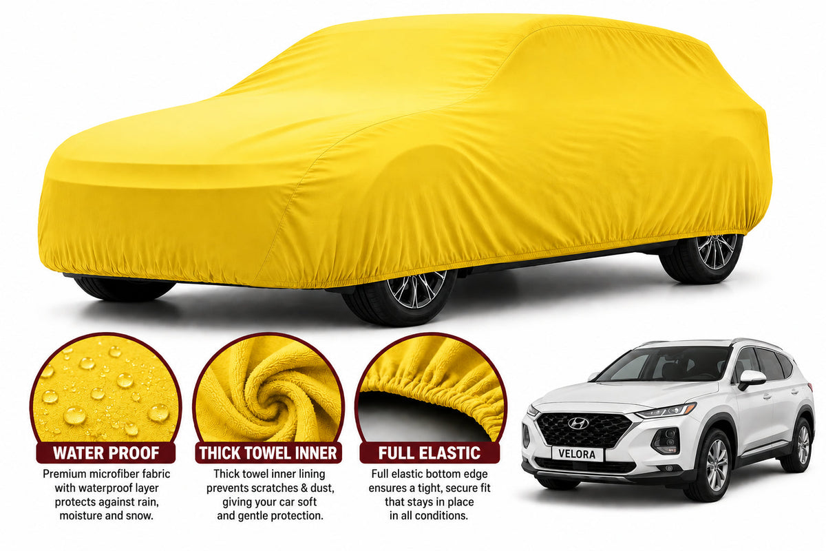 Hyundai Santa Fe car cover in Yellow — Veloura waterproof microfiber