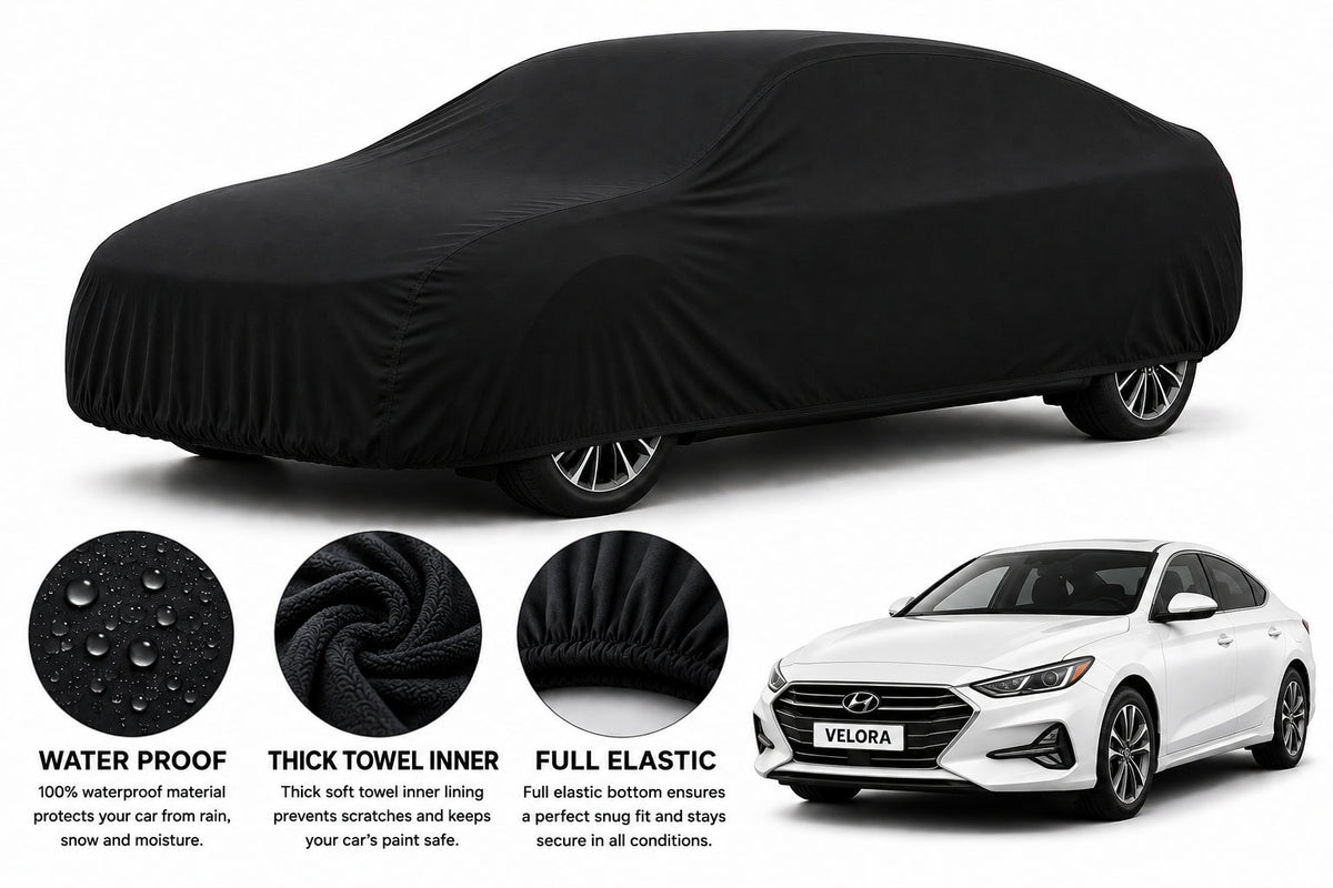 Hyundai Sonata car cover in Black — Veloura waterproof microfiber