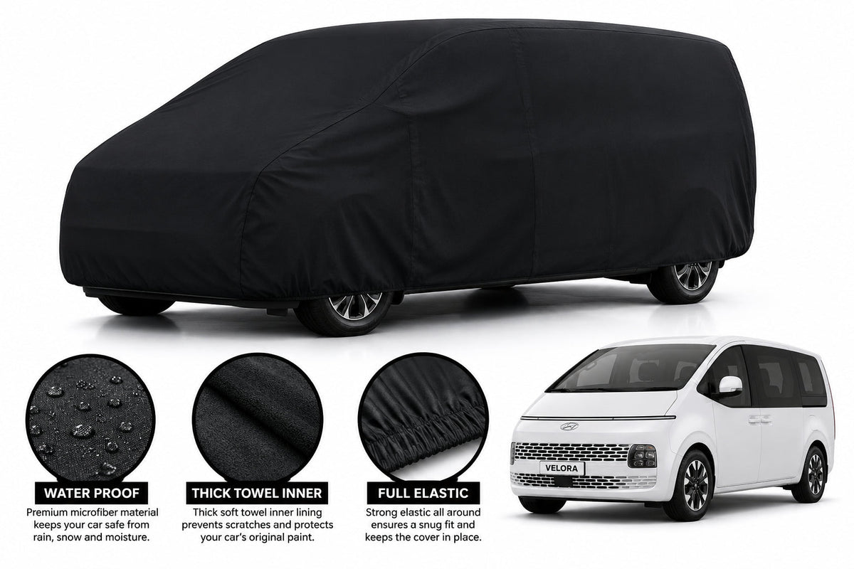 Hyundai Staria car cover in Black — Veloura waterproof microfiber