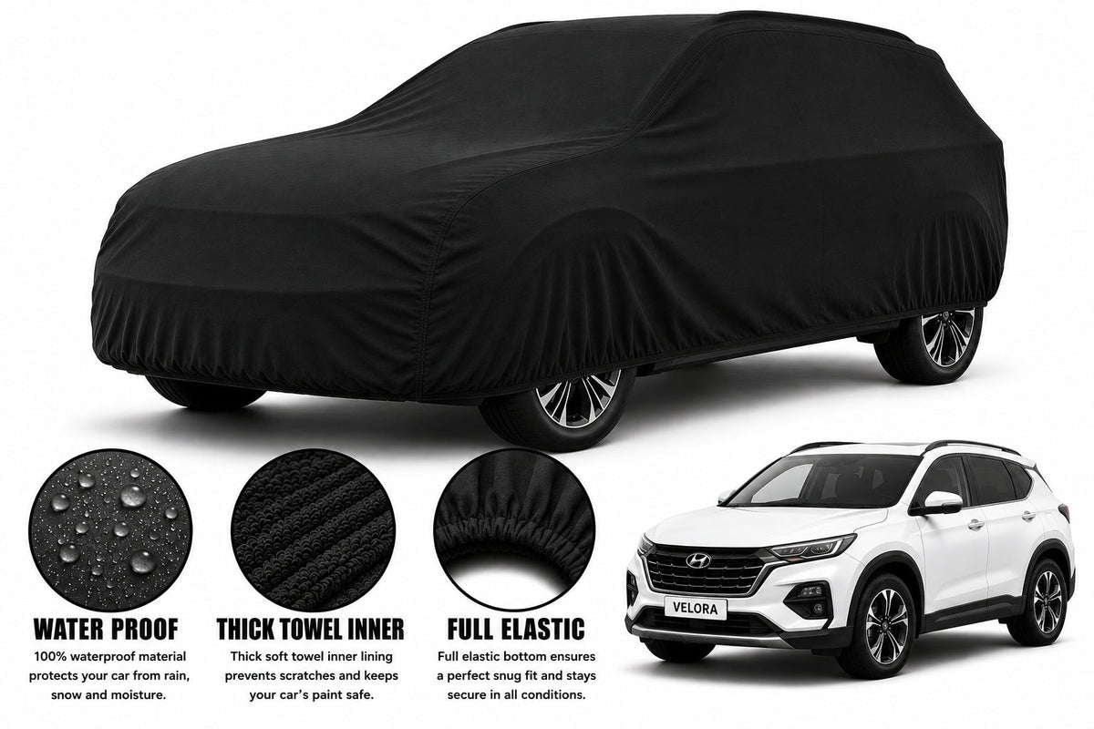 Hyundai Tucson car cover in Black — Veloura waterproof microfiber