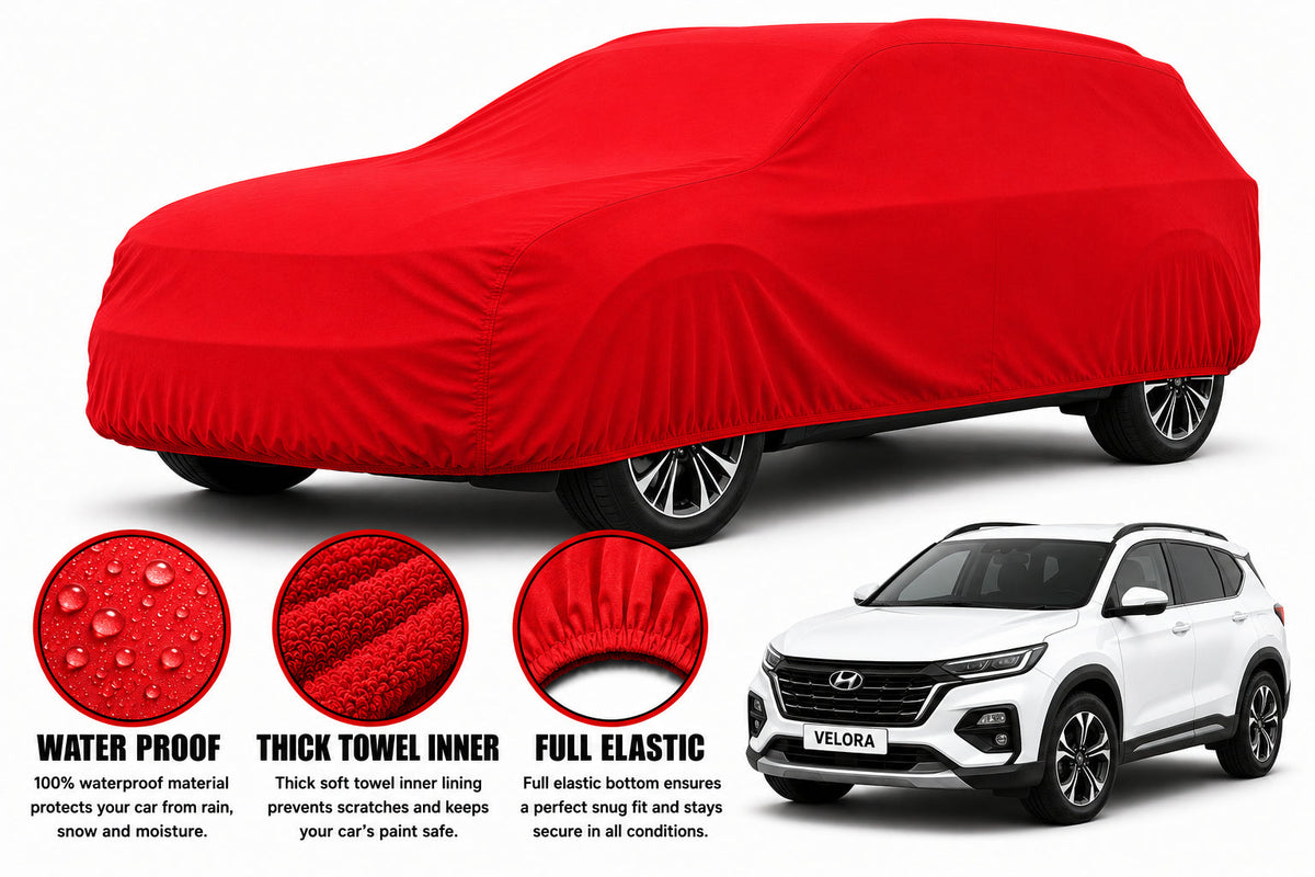 Hyundai Tucson car cover in Red — Veloura waterproof microfiber