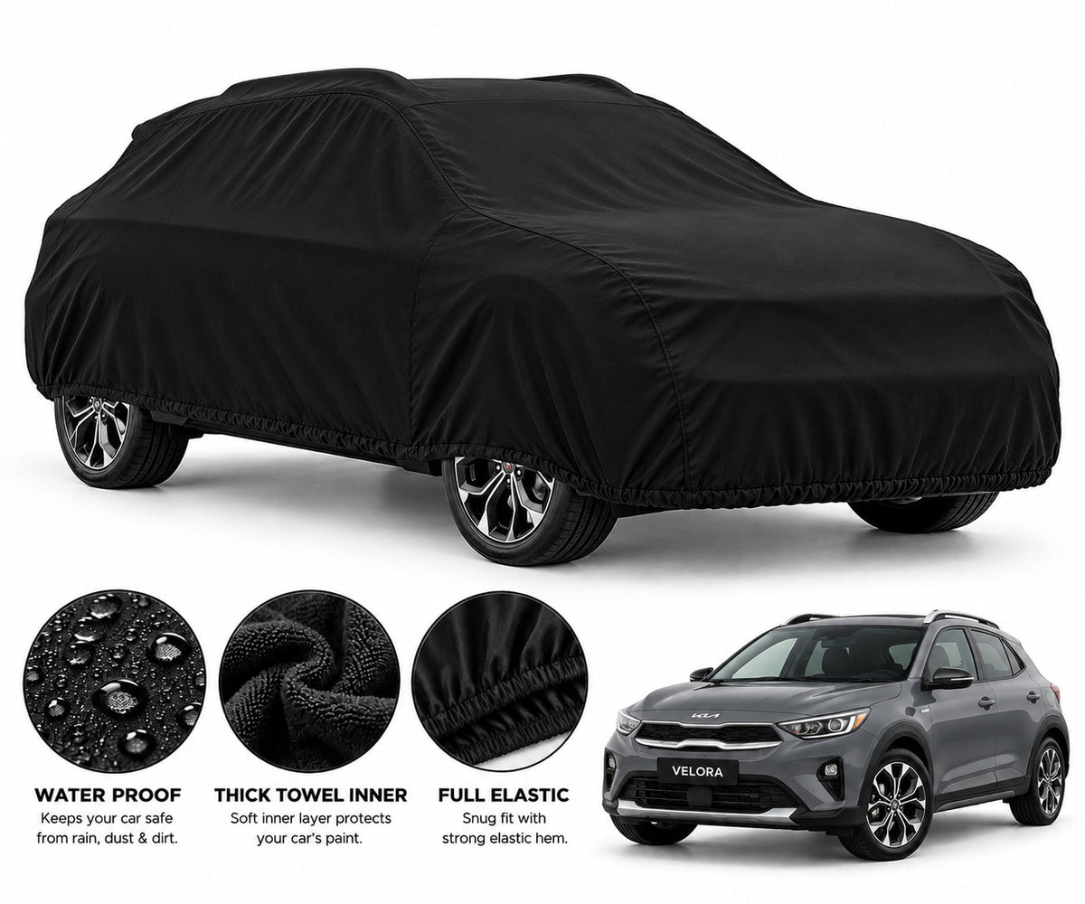 KIA Stonic car cover in Black — Veloura waterproof microfiber