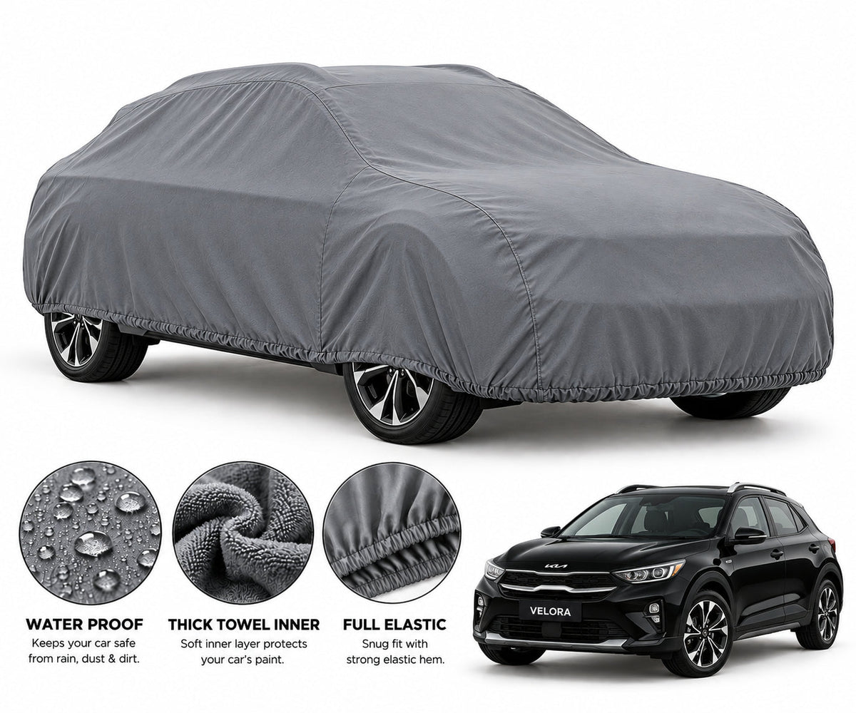 KIA Stonic car cover in Grey — Veloura waterproof microfiber