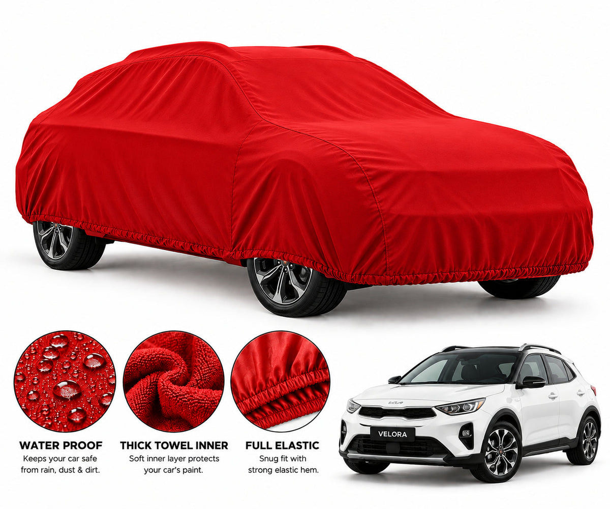 KIA Stonic car cover in Red — Veloura waterproof microfiber