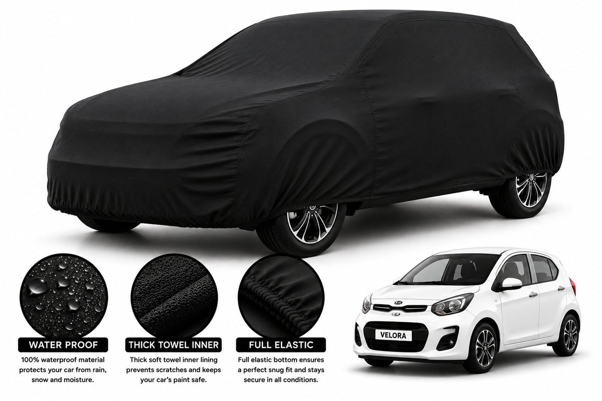 KIA Picanto car cover in Black — Veloura waterproof microfiber