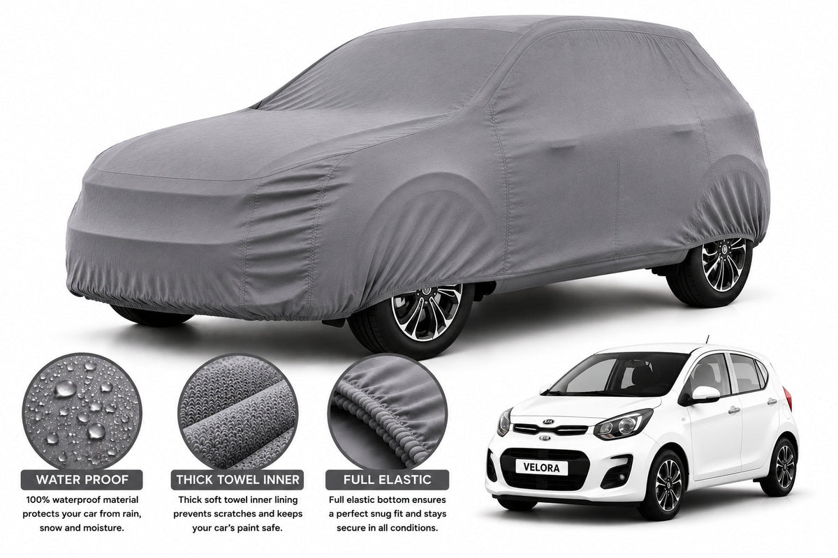 KIA Picanto car cover in Grey — Veloura waterproof microfiber