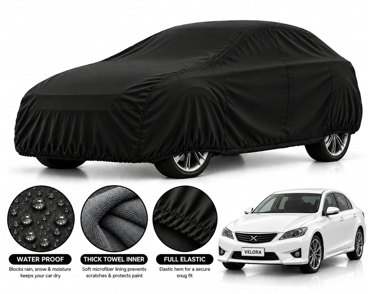 Toyota Mark X car cover in Black — Veloura waterproof microfiber