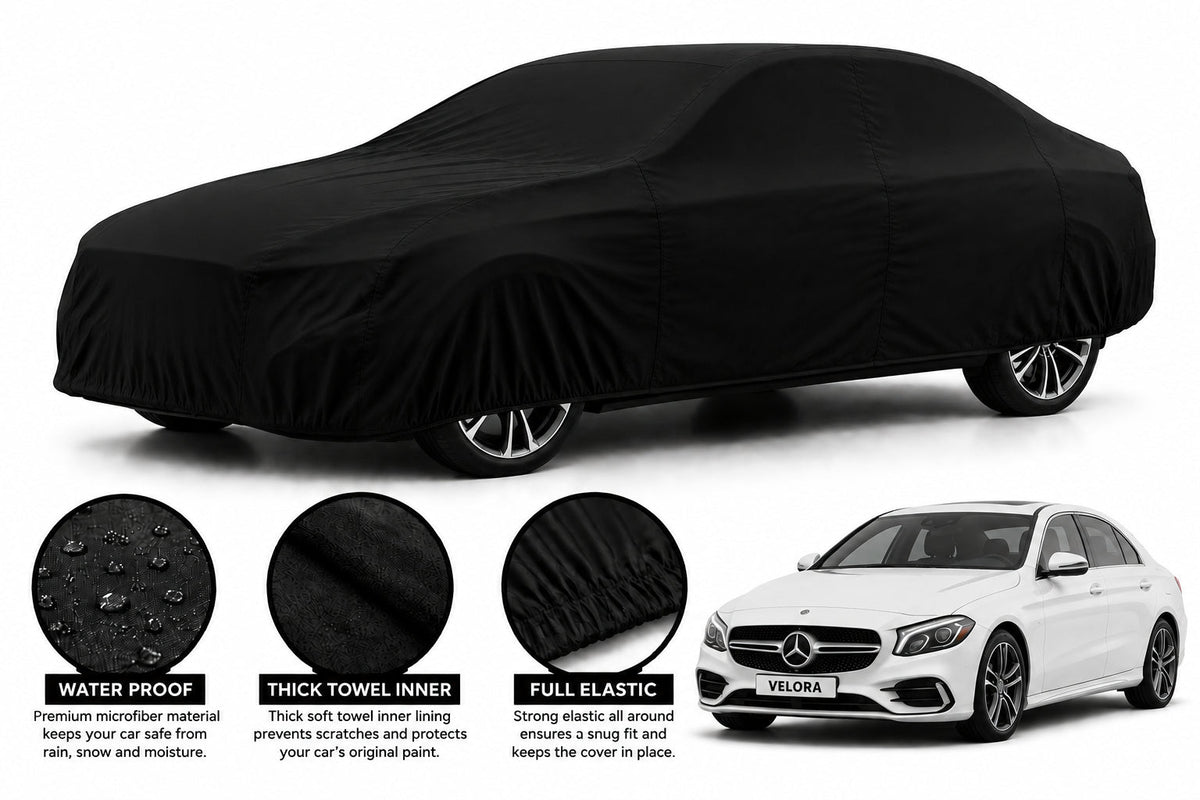 Mercedes Benz C-Class car cover in Black — Veloura waterproof microfiber