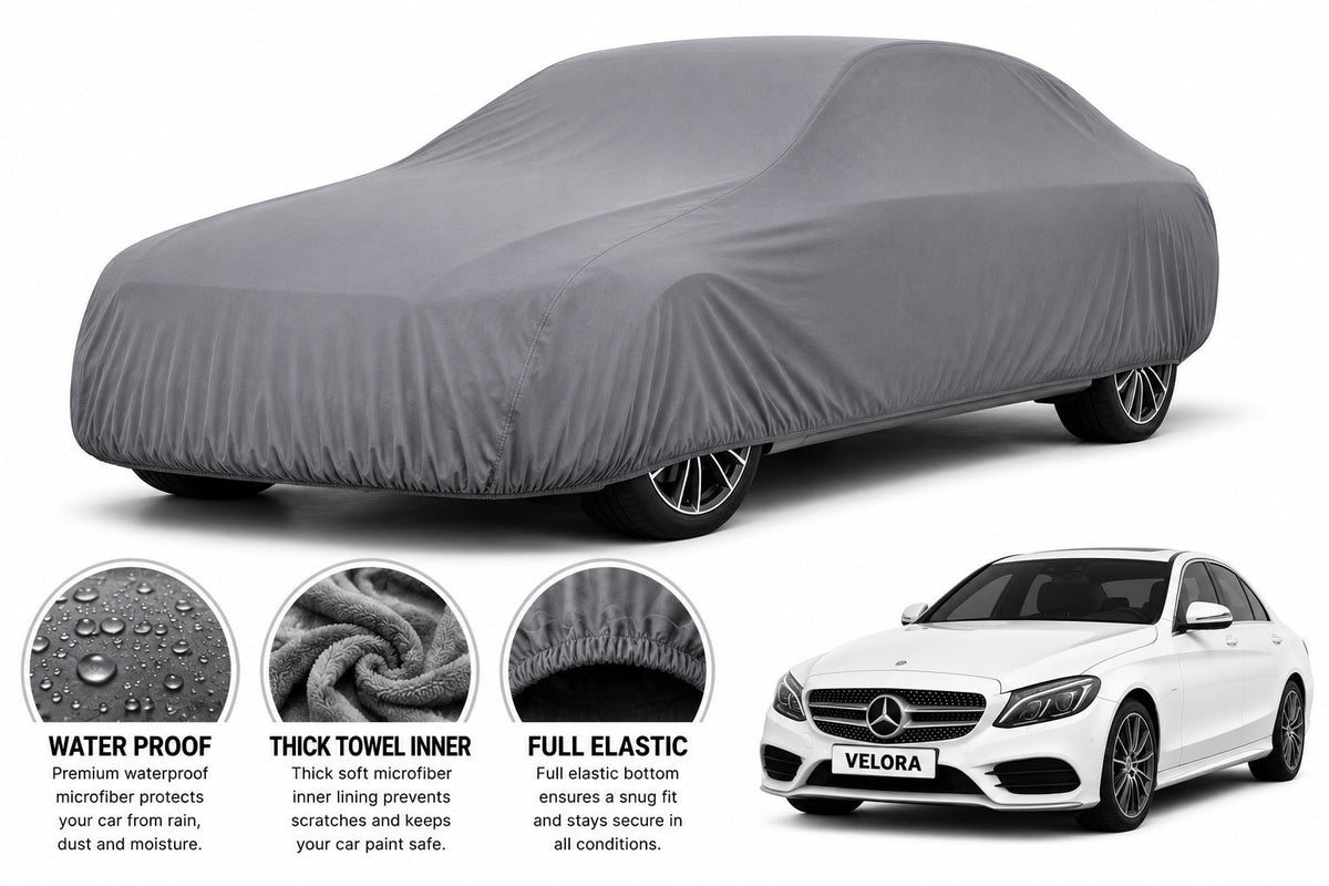 Mercedes Benz C-Class car cover in Grey — Veloura waterproof microfiber