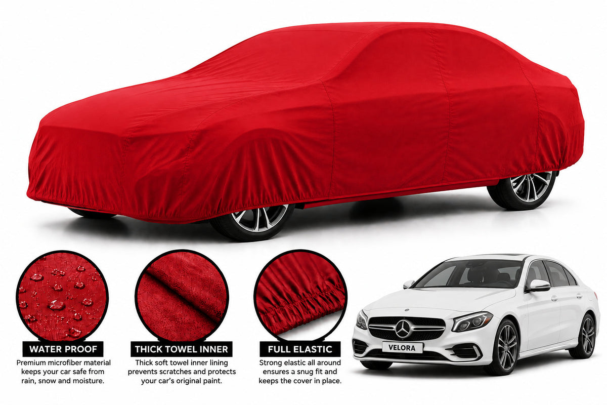 Mercedes Benz C-Class car cover in Red — Veloura waterproof microfiber